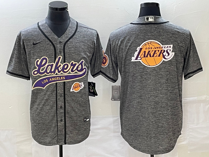 Nike 2023 Men Los Angeles Lakers Blank Grey NBA Jersey style 6